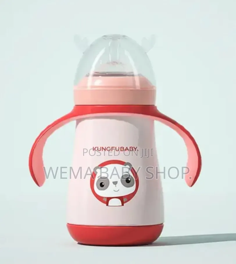 Anti-Colic Stainless Steel Baby Feeding Bottle With Training Handles.