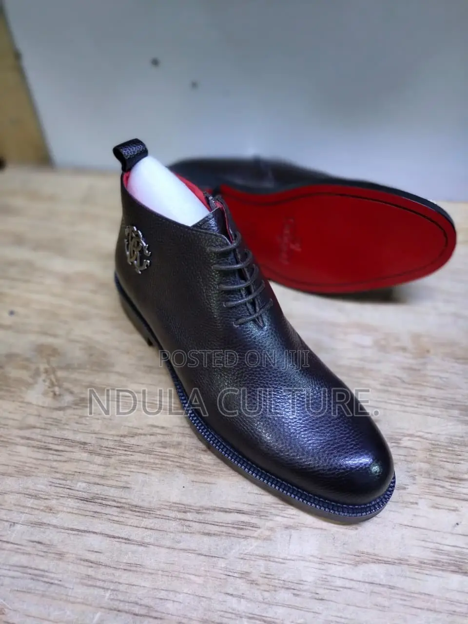 Roberto Cavali Leather Chukka Boots (Red Bottoms) Lace Laceless