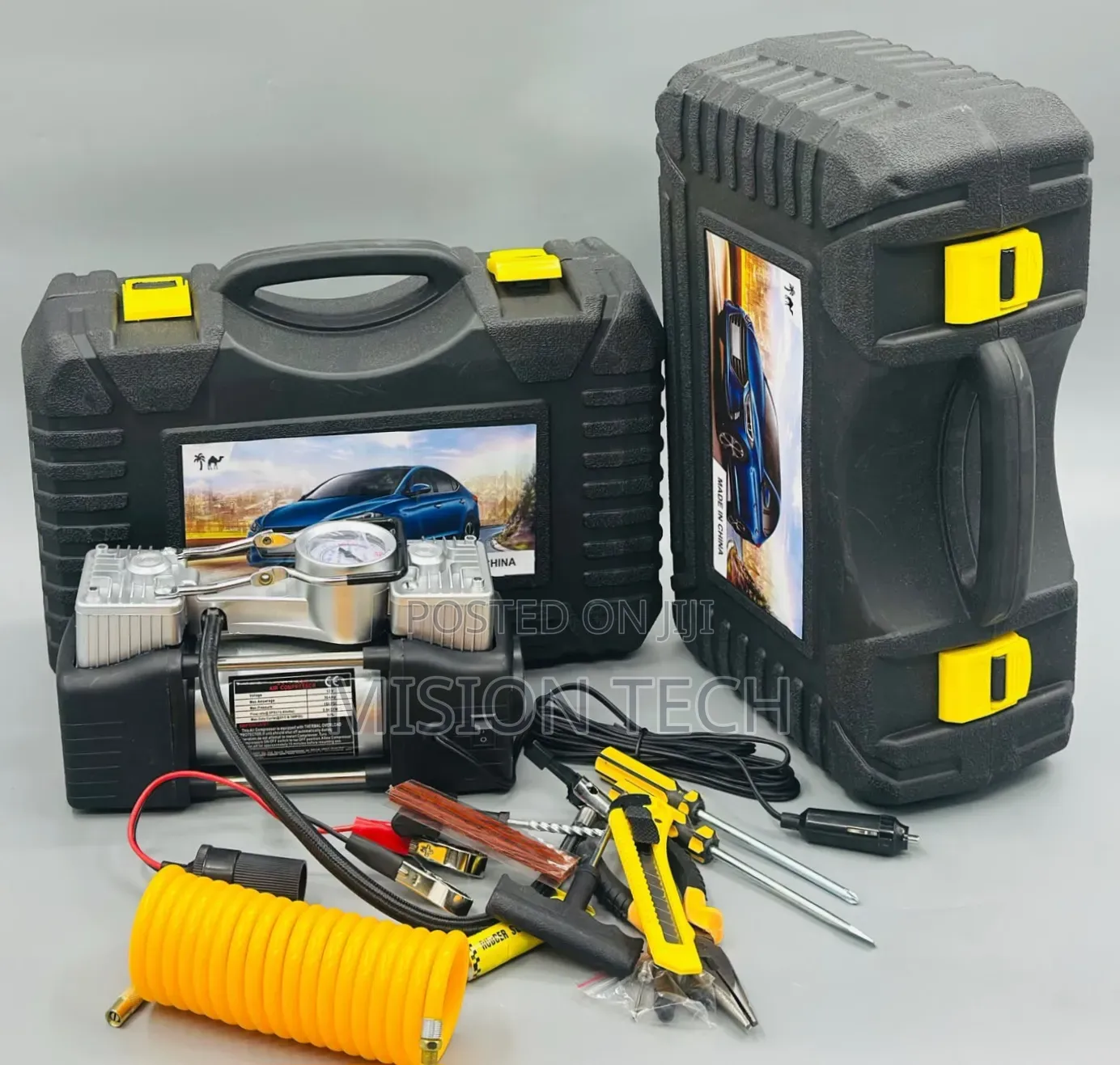 Portable Car Air Compressor and Emergency Tire Repair Kit**