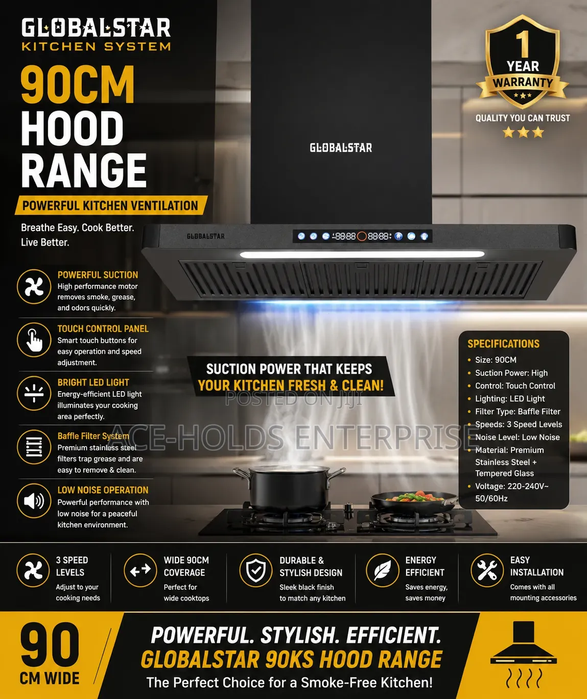 Globalstar 90KS 90CM Hood Range – Powerful Kitchen Ventilation