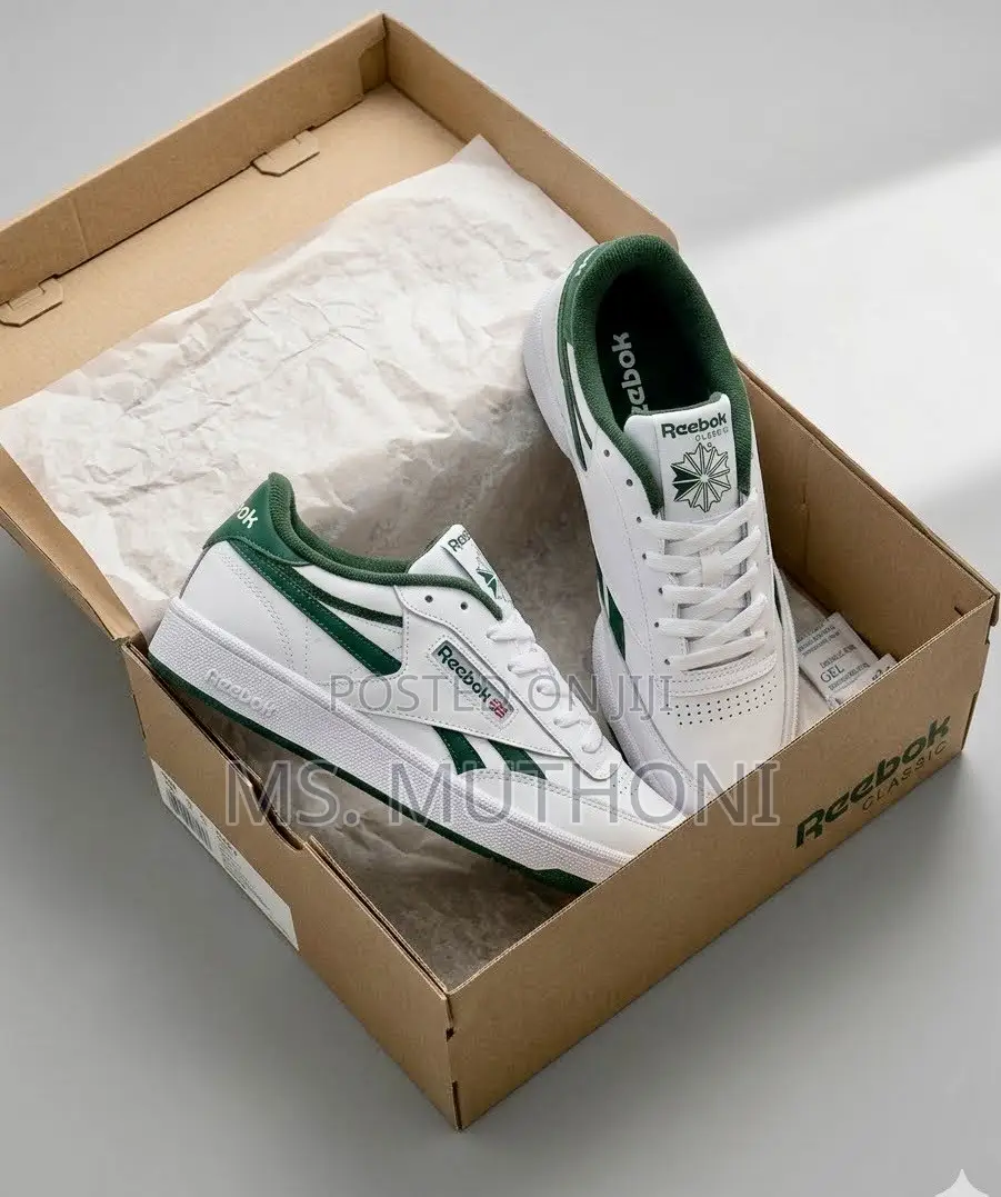 White and Forest Green Reebok Club C Revenge Sneakers Size 40-45