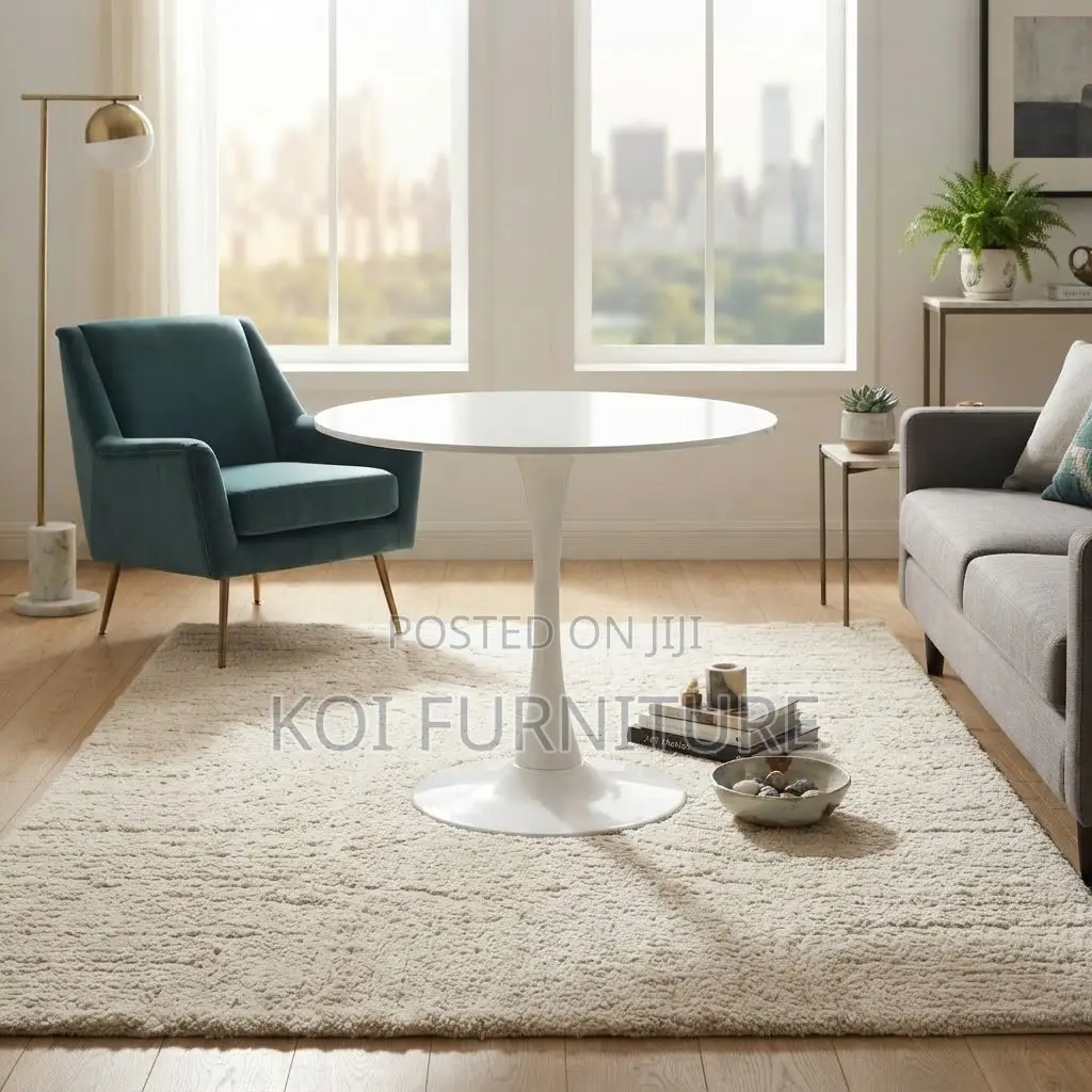Cofffee Table; Round White Center Piece Home Office Marble Table