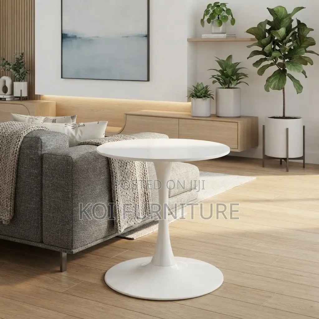 Cofffee Table; Round White Center Piece Home Office Marble Table