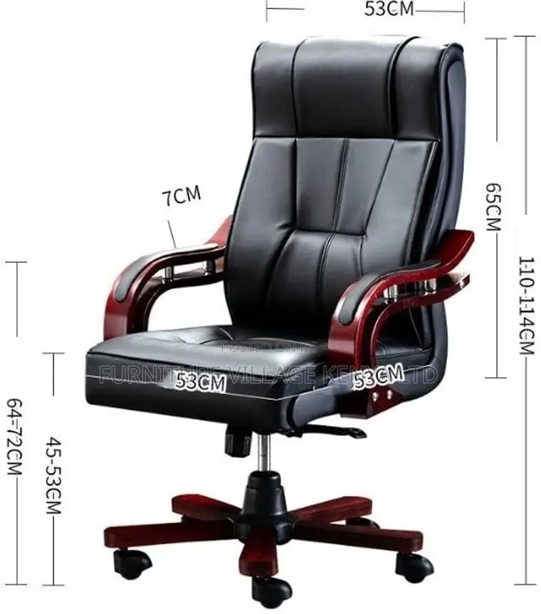 Office Chair; Leather-Wooden Adjustable Bliss Office Chair