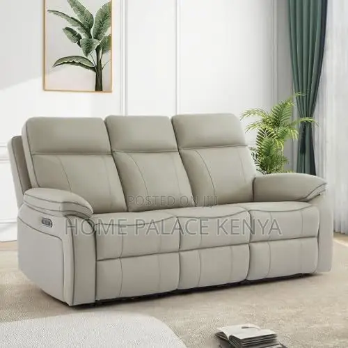 Recliners; Three Seater Leather Recliner Sofa With Padded Arms