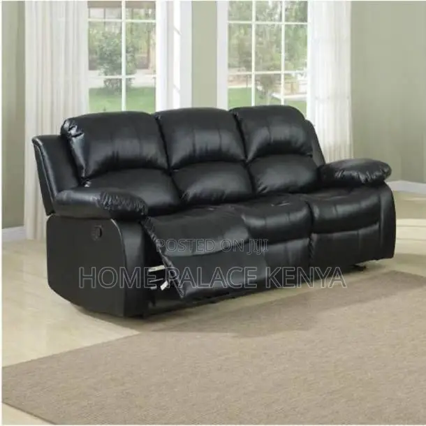 Recliners; Three Seater Leather Recliner Sofa With Padded Arms