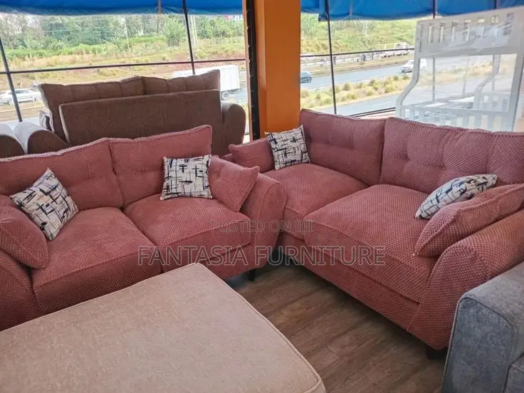 5 Seater Rosewood Textured Butterfly Sofa: Pay on Delivery