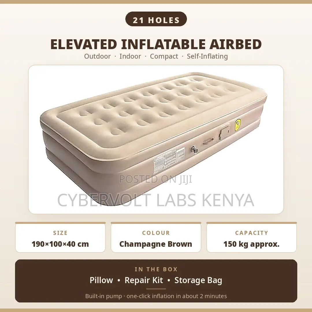 Self-Inflating Elevated Airbed Mattress With Built-in Pump