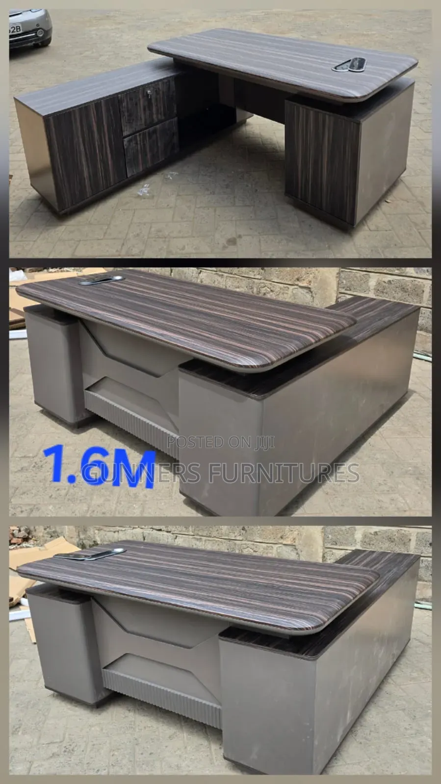 Dark Gray 1.6m Executive Office Desk