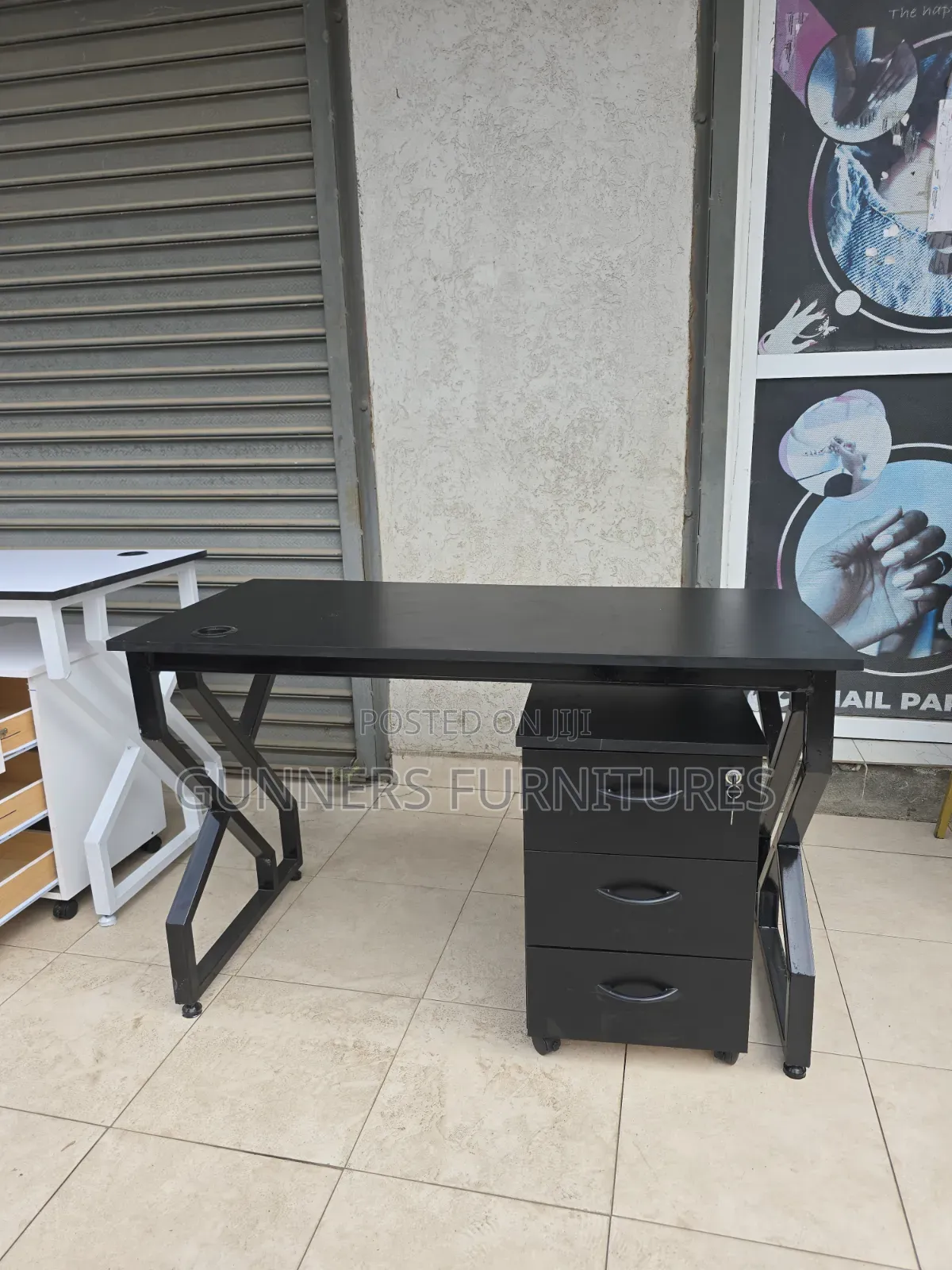 Black Metallic Frame Desk and  Pedestal