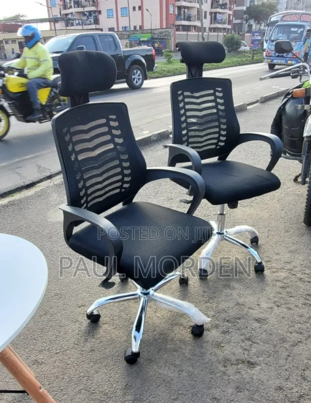 Office Office Desk (Black) With Headrest Chair