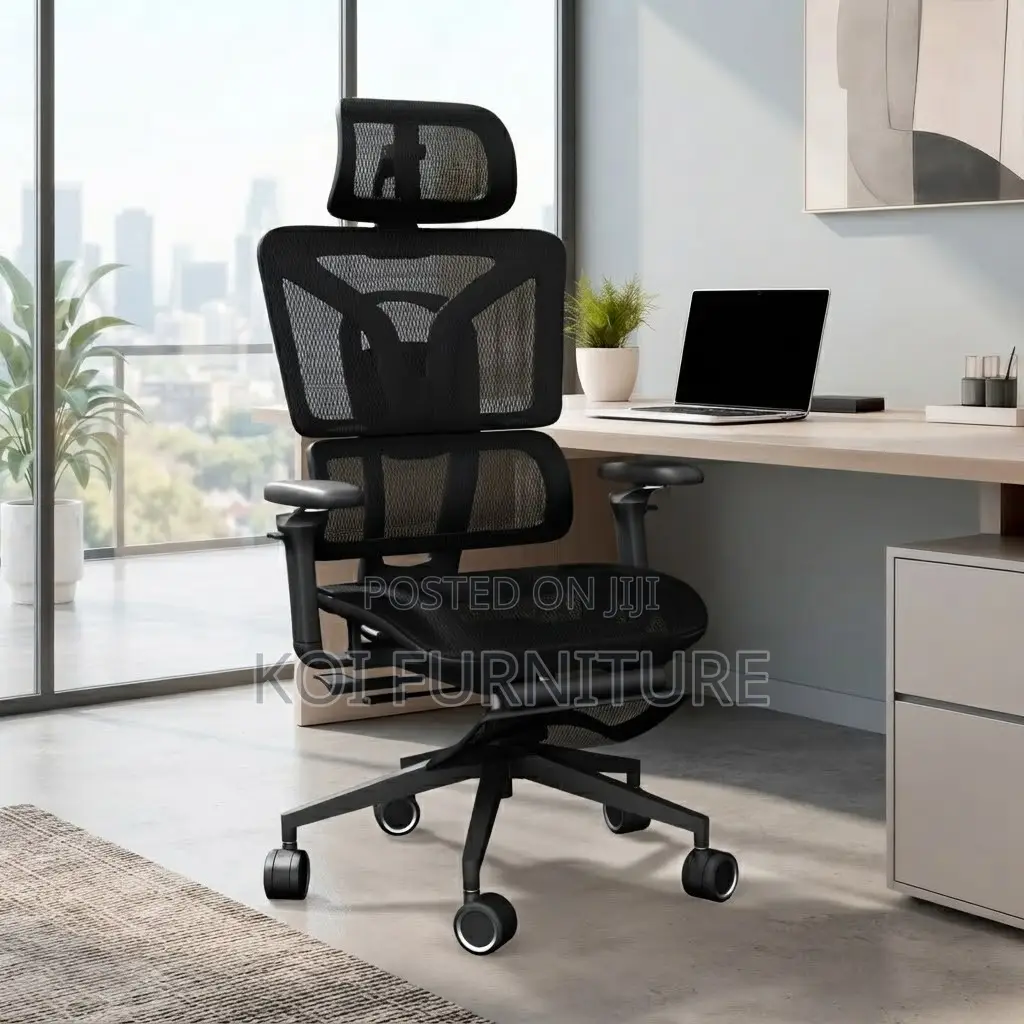 Office Chairs; Executive Black Mesh Orthopedic Fabric Chairs