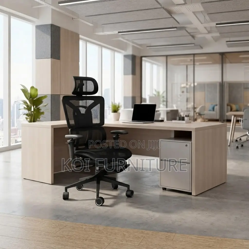 Office Chairs; Executive Black Mesh Orthopedic Fabric Chairs