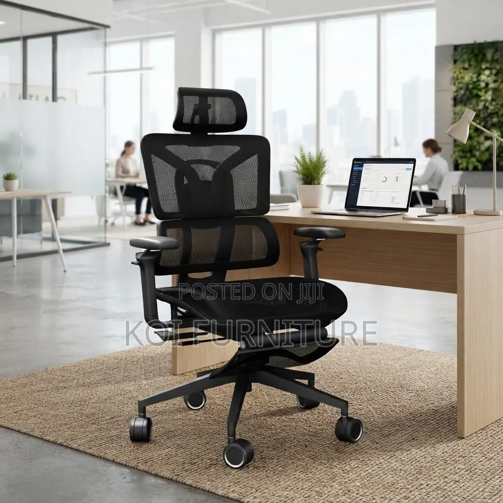 Office Chairs; Executive Black Mesh Orthopedic Fabric Chairs