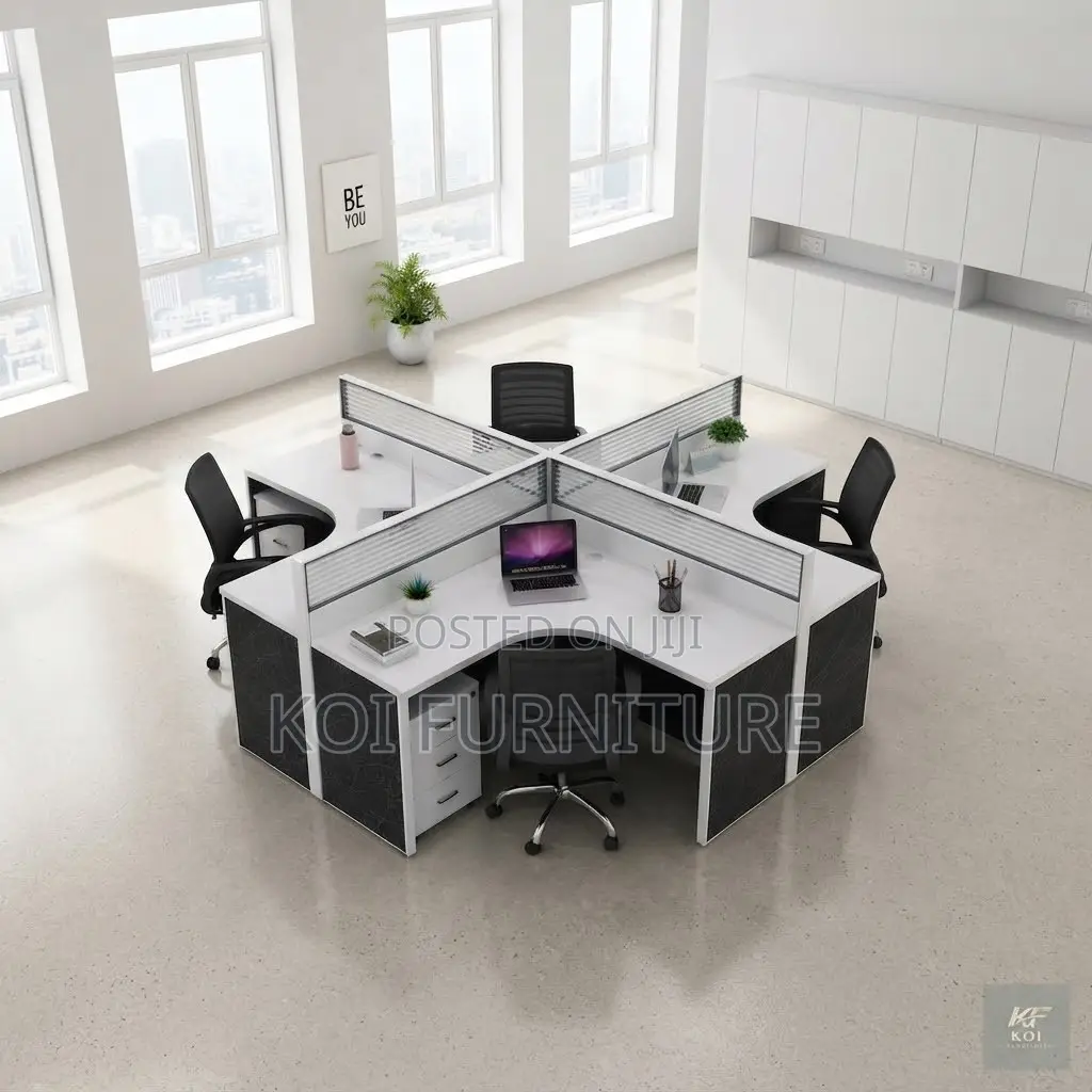 Office Workstation; Four Users Round Curved Office Workstation