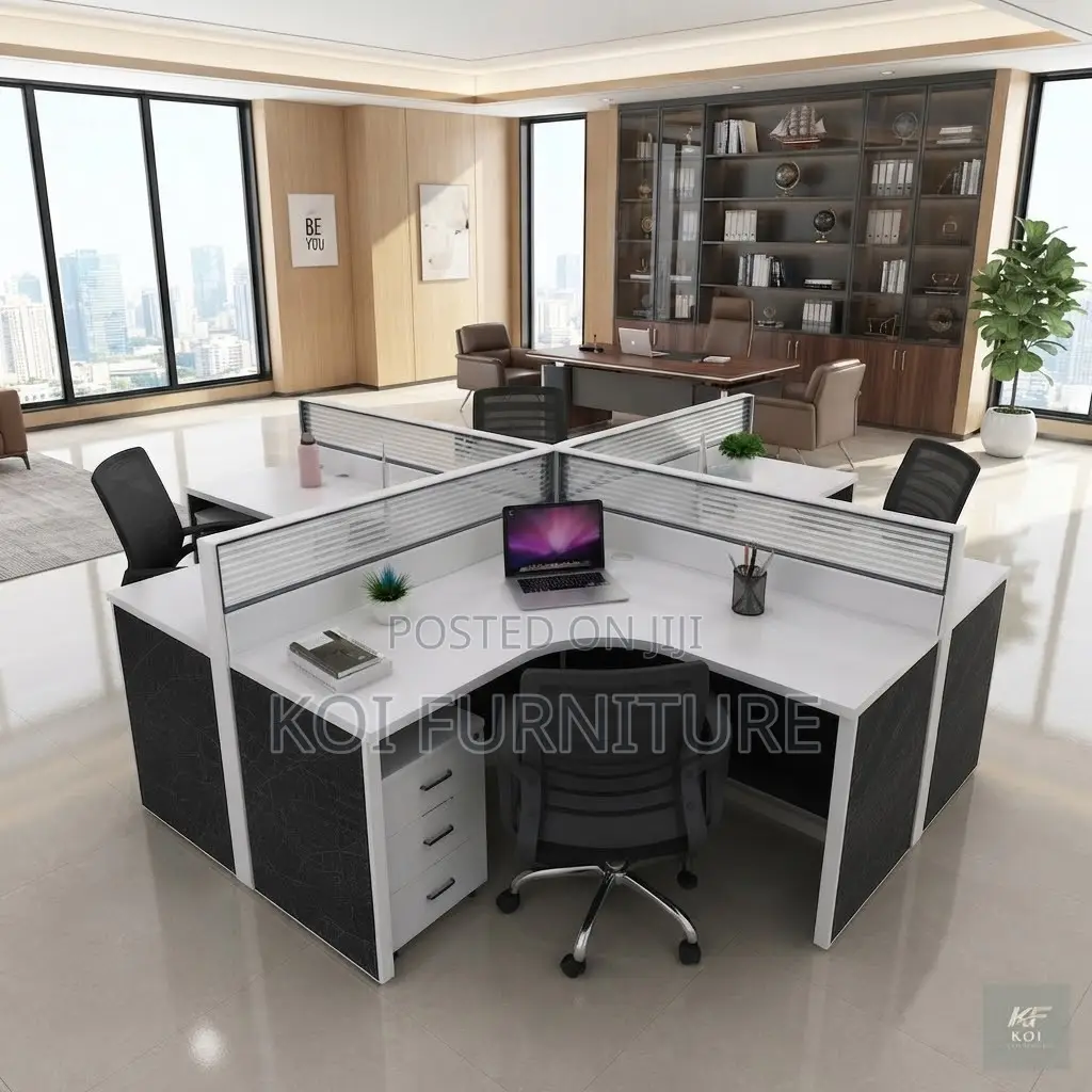 Office Workstation; Four Users Round Curved Office Workstation