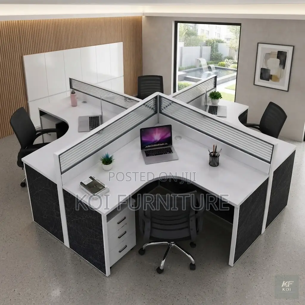 Office Workstation; Four Users Round Curved Office Workstation