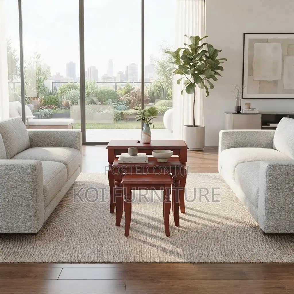 Coffee Table; Triplet Mahogany Home Office Coffee Table