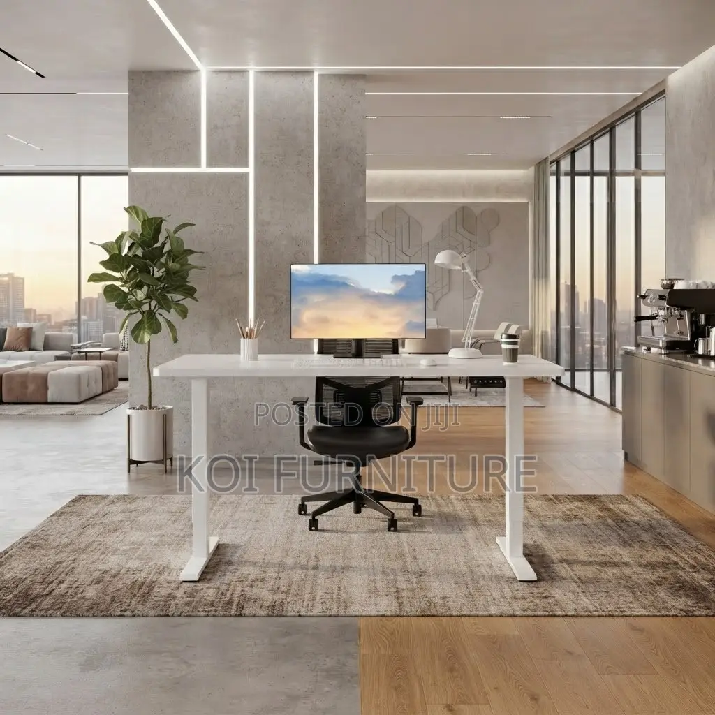 Office Desk; 1.8M White Smartened Electric Gaming Adjustable Table