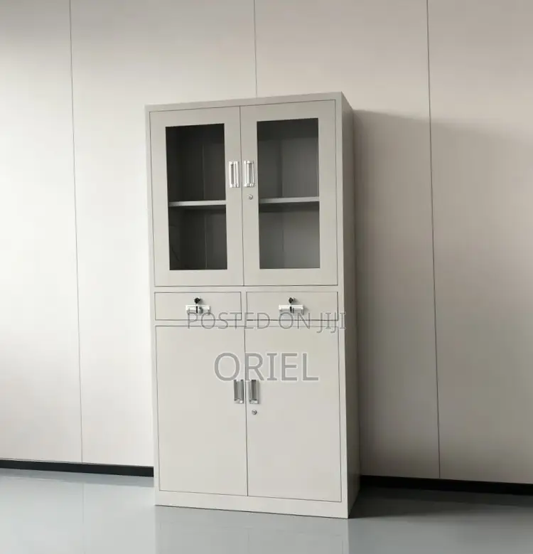 Office Cabinet : Steel Office Storage Cabinet With Upper Glass Doors