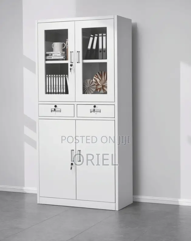 Office Cabinet : Steel Office Storage Cabinet With Upper Glass Doors