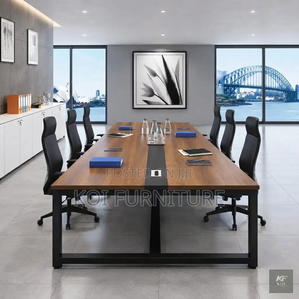 Boardroom Table; Brown Cabled 2400MM Boardroom Table