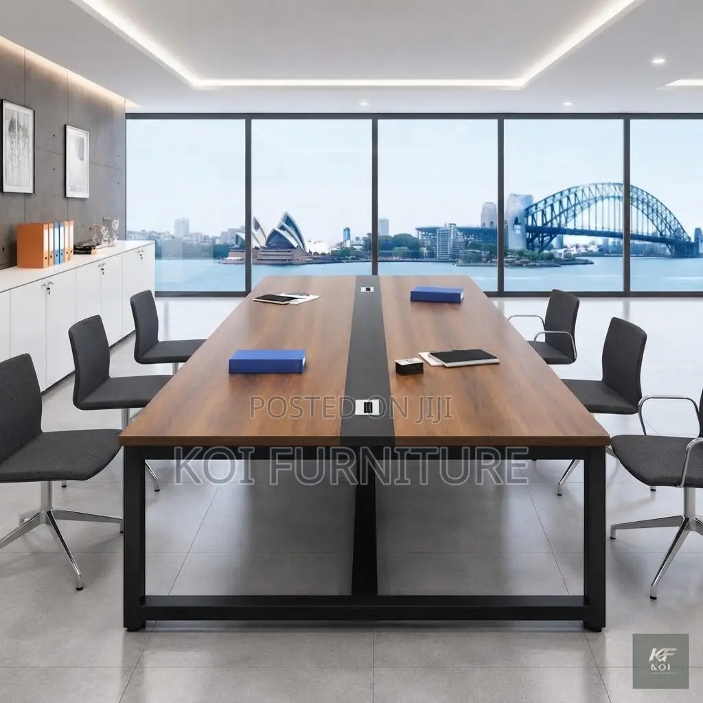 Boardroom Table; Brown Cabled 2400MM Boardroom Table