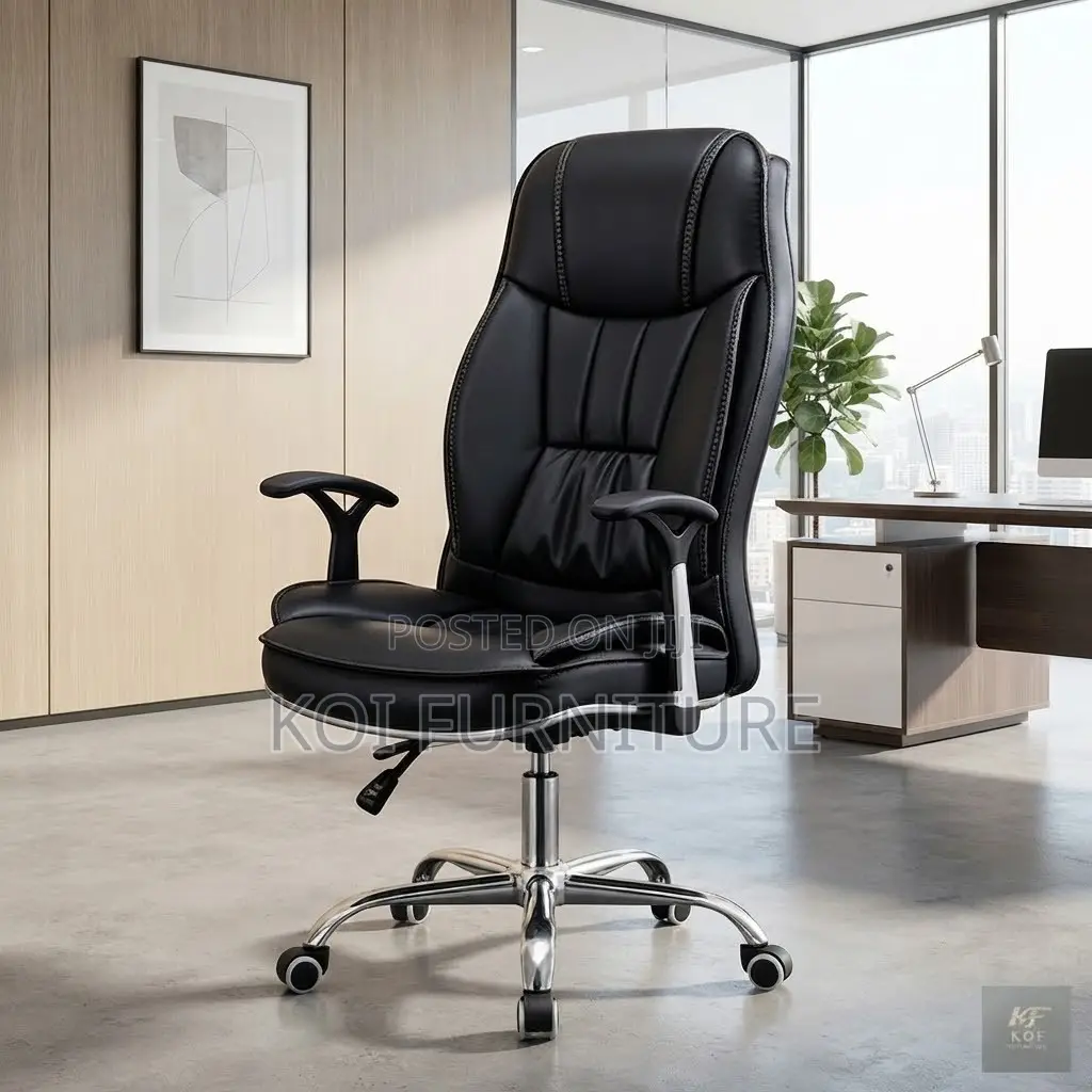Office Chairs; Leather Brown Reclining Office Chair