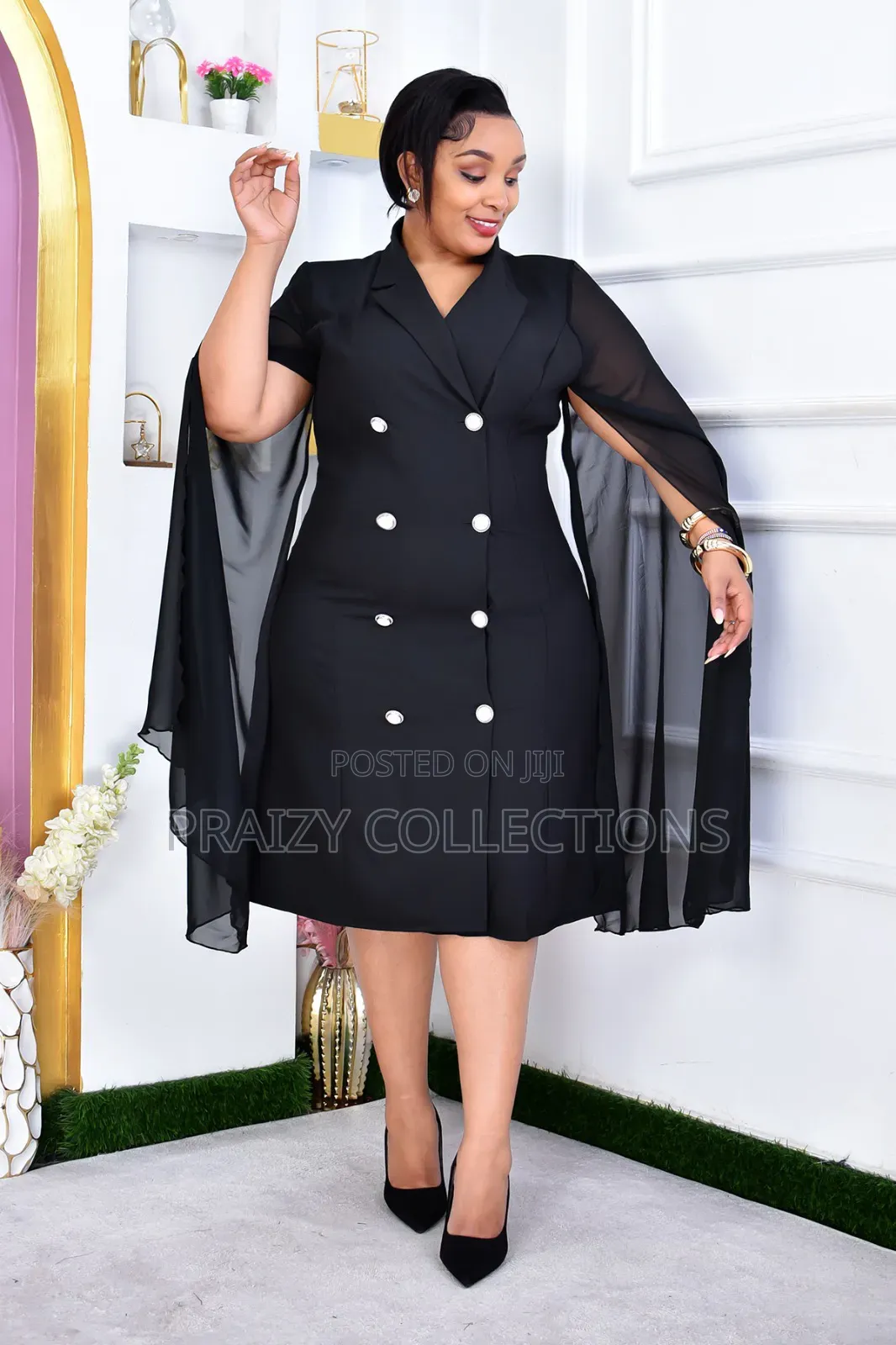 Power Cape Blazer Dress
