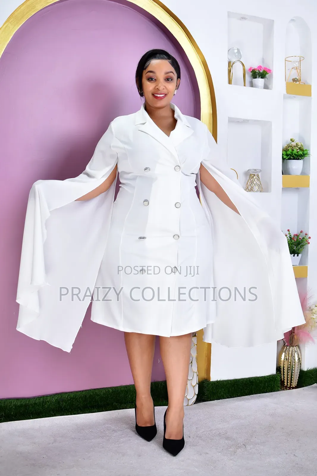 Power Cape Blazer Dress