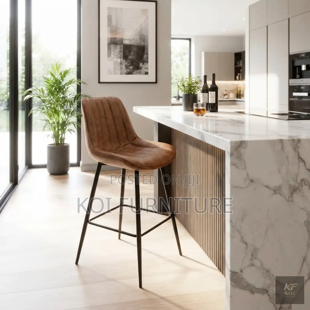 Barstool; Leather Ergonomic Home Counter Reception Barstool