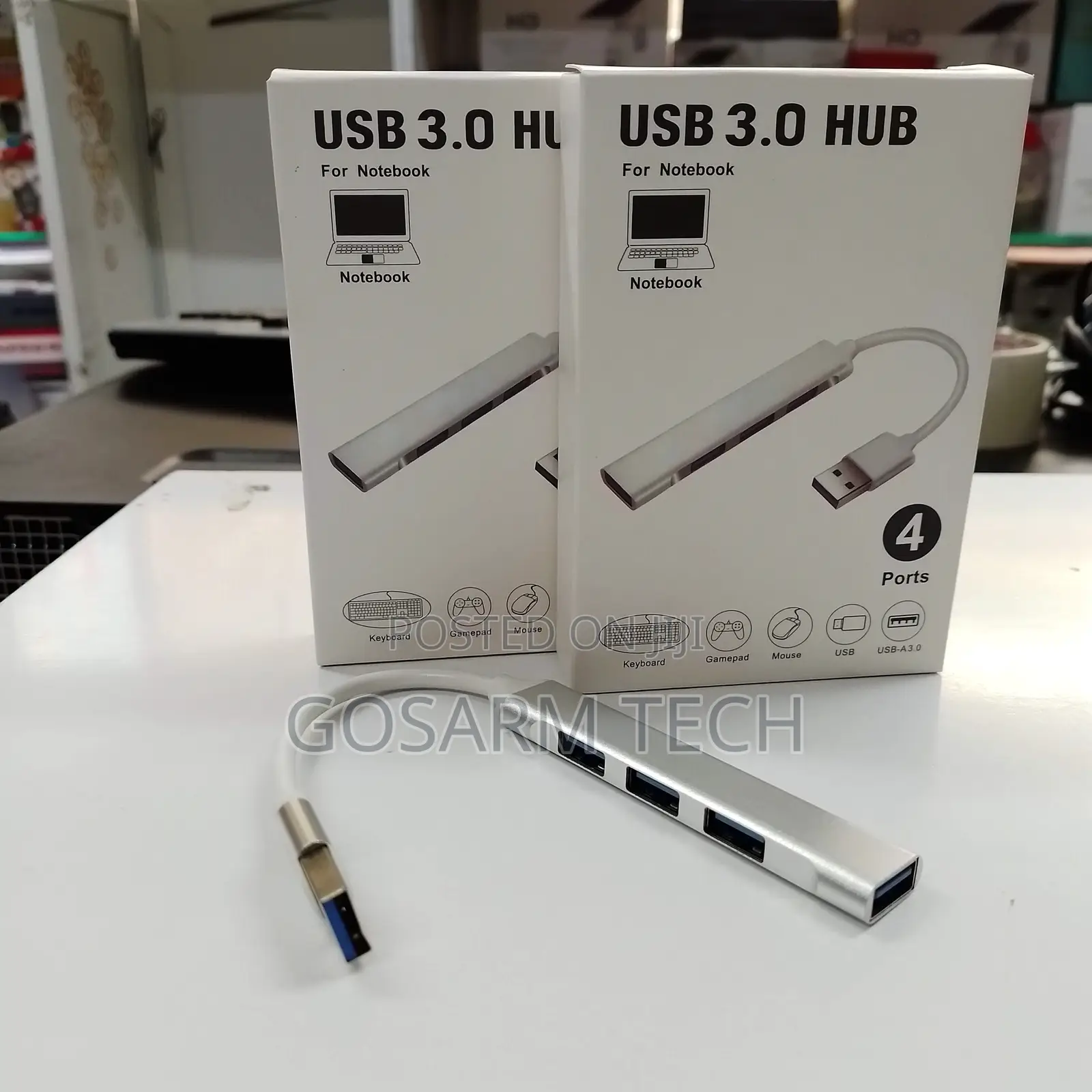 USB 3.0 4 Port Hub – High-Speed USB Splitter for PC, Laptop