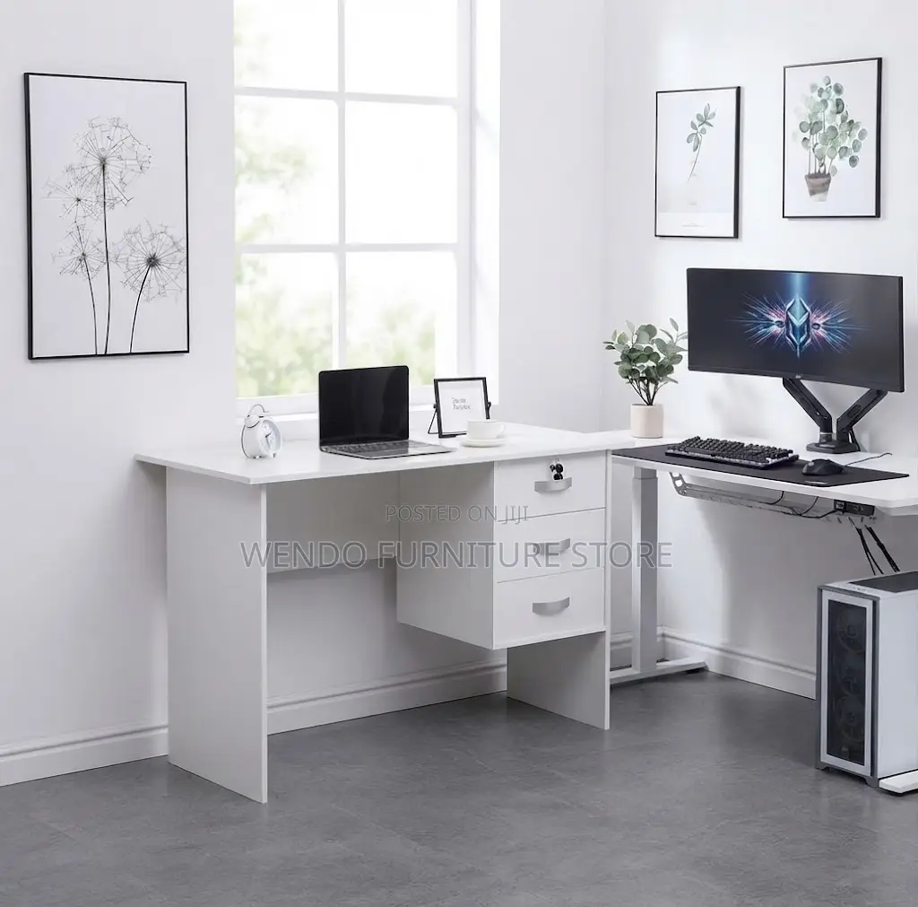 Office Desk; 0.9 Meters White Home Working Office Clerical Desk