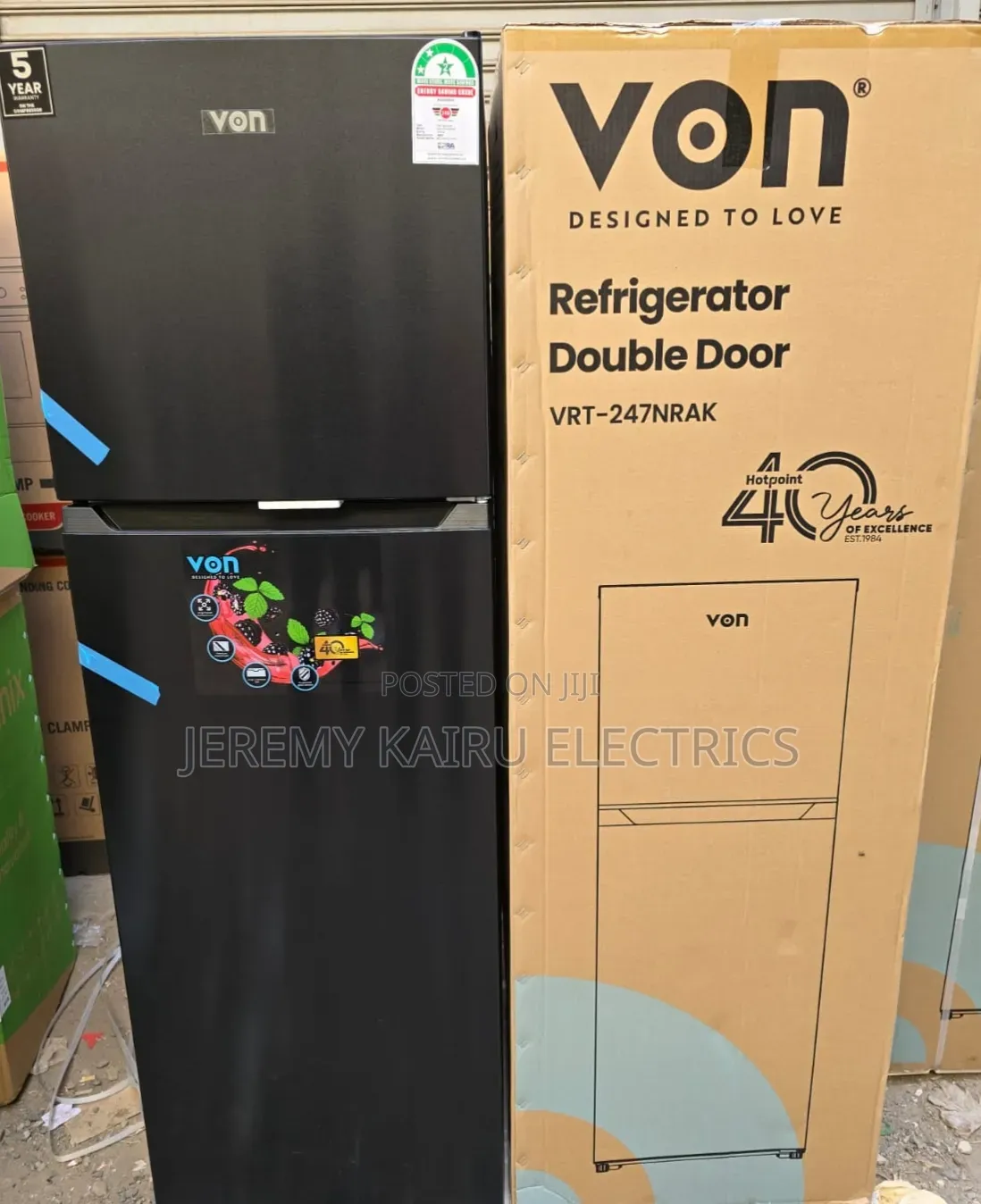 Von 181L Double Door Fridge