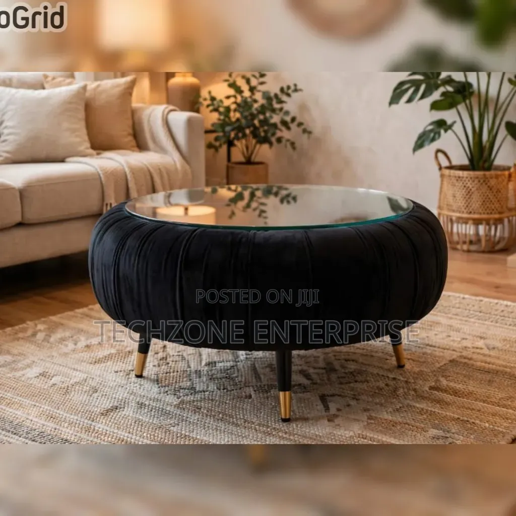 Quality Black Velvet With Glass Coffee Tables ,,