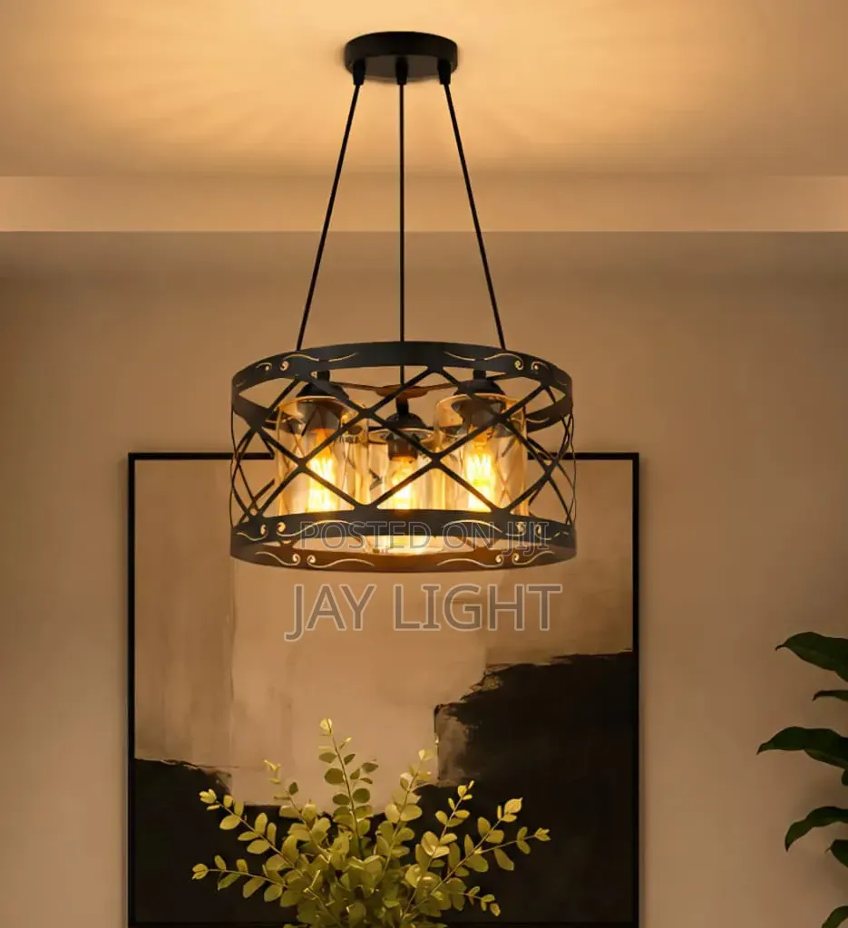 Lamp Modern Vintage Design Metal Cage Crystal Lighting Fixture Kitchen