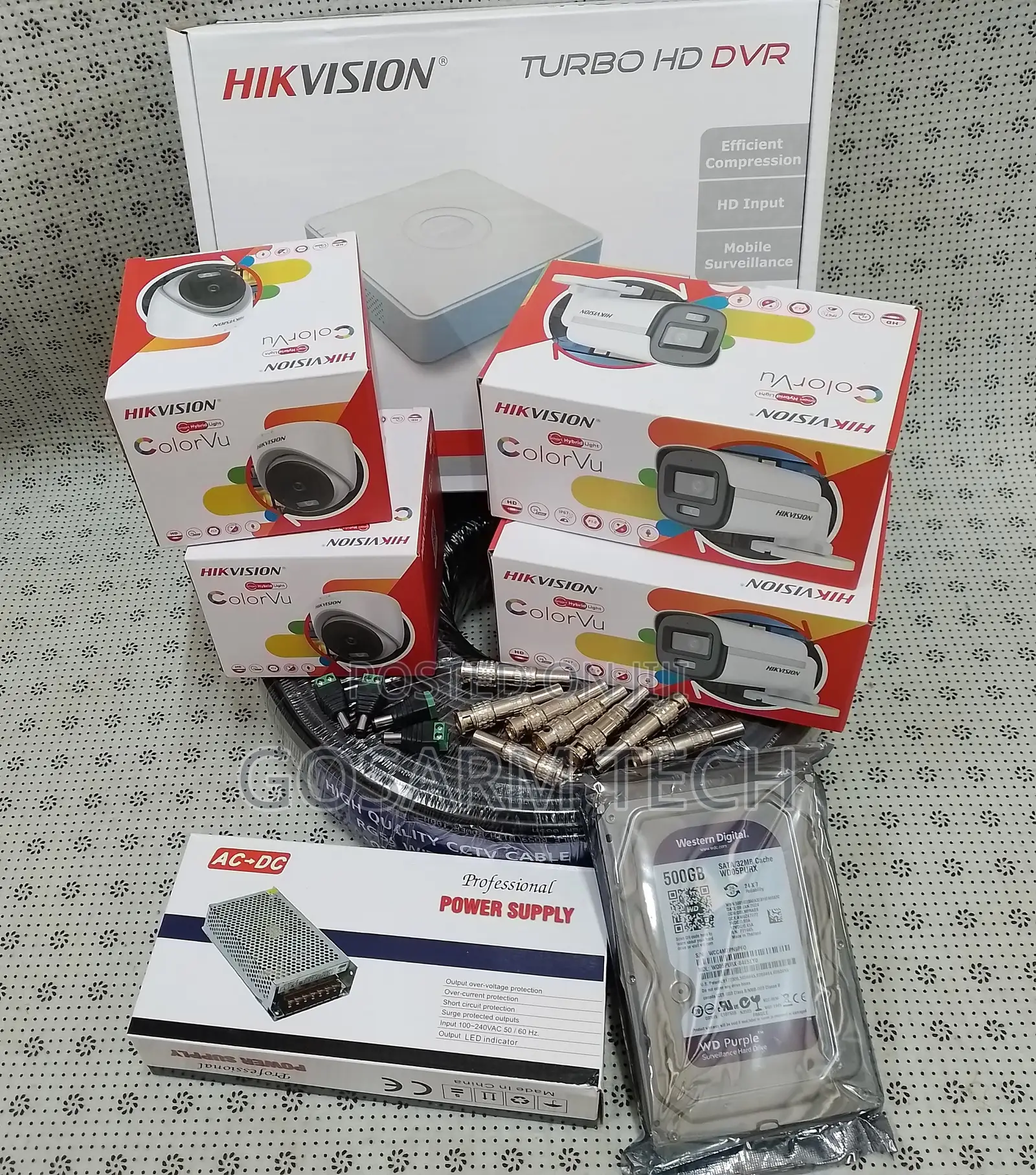 Hikvision CCTV Complete Set Kit, 4 CCTV Full Color Cameras Dome/Bullet