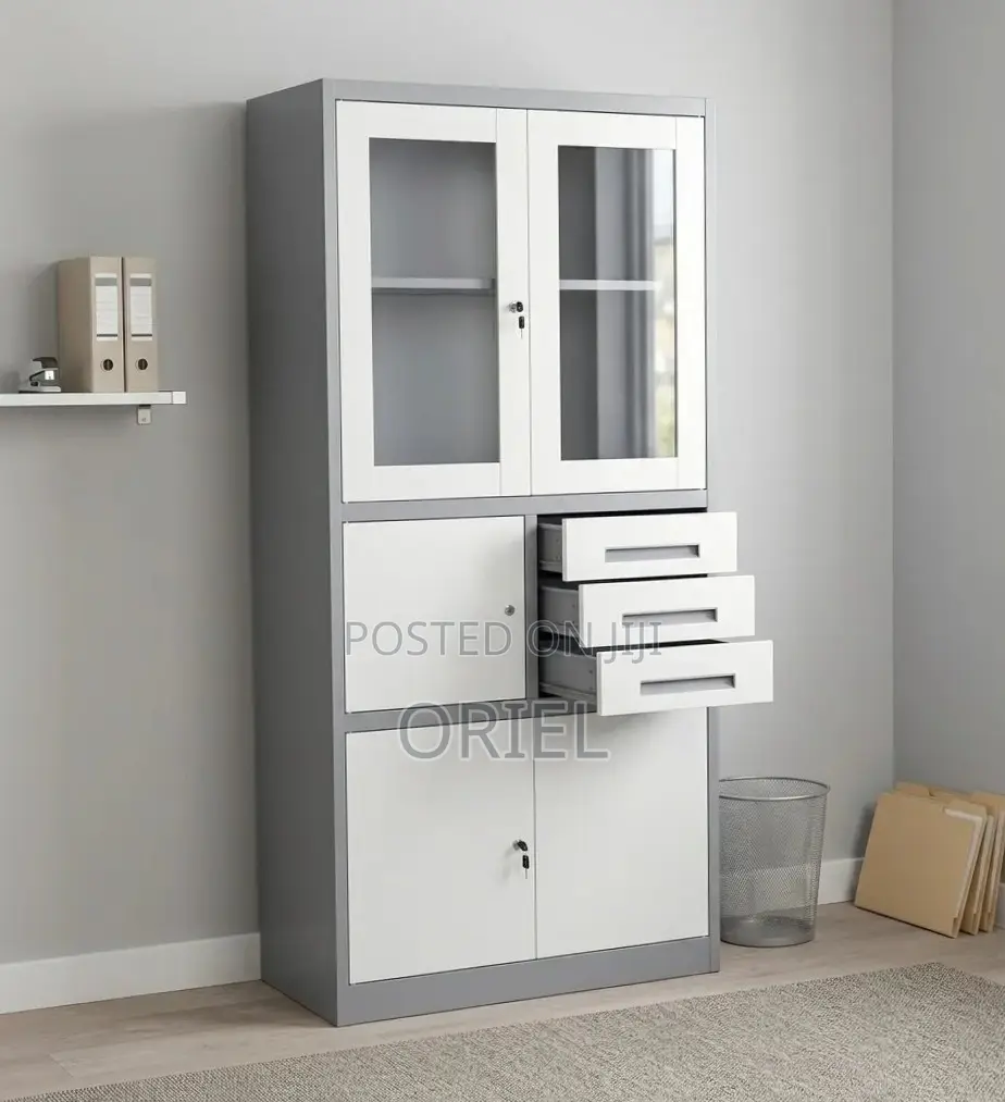 Office Cabinet : Metallic Cabinet Storage With Safe.