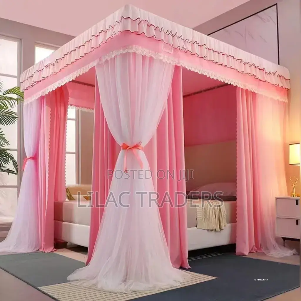 6×6 Royal Palace Bed Canopy – Fine Mesh & Thick Outer Curtains