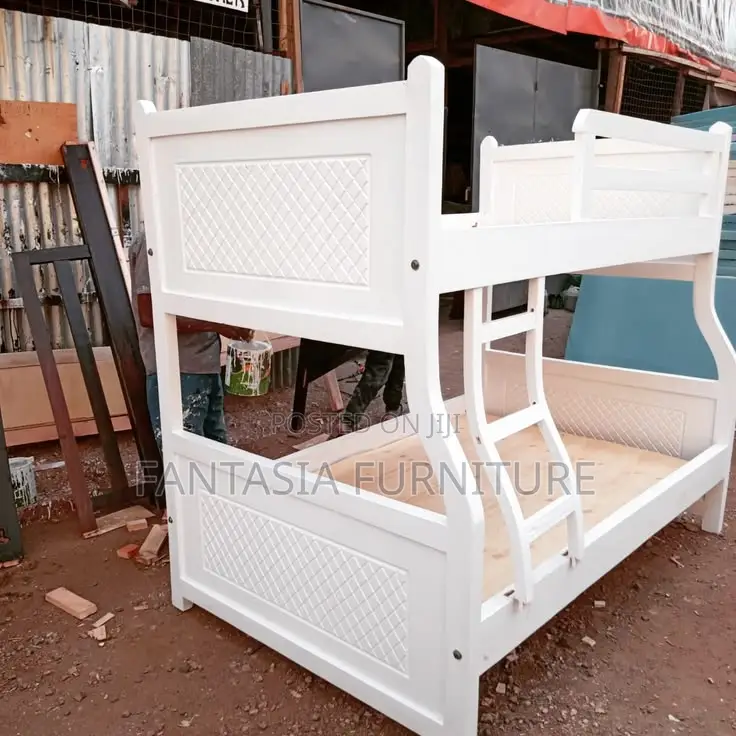 3.5x6 Top 4x6 Bottom White Lattice-Panel Bunk Bed