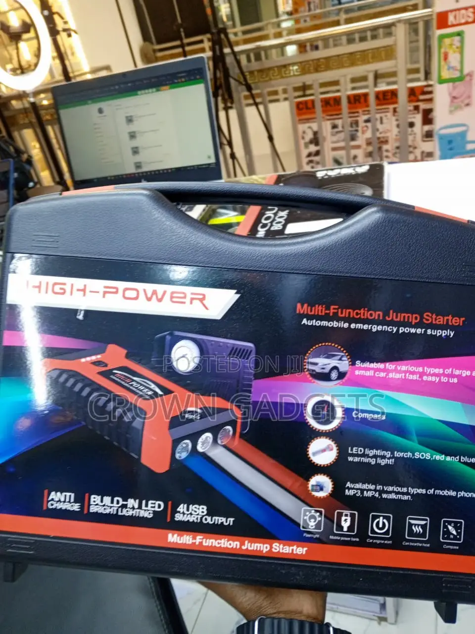 Car Jump Starter 99800mAh With Air Inflator & LED Light
