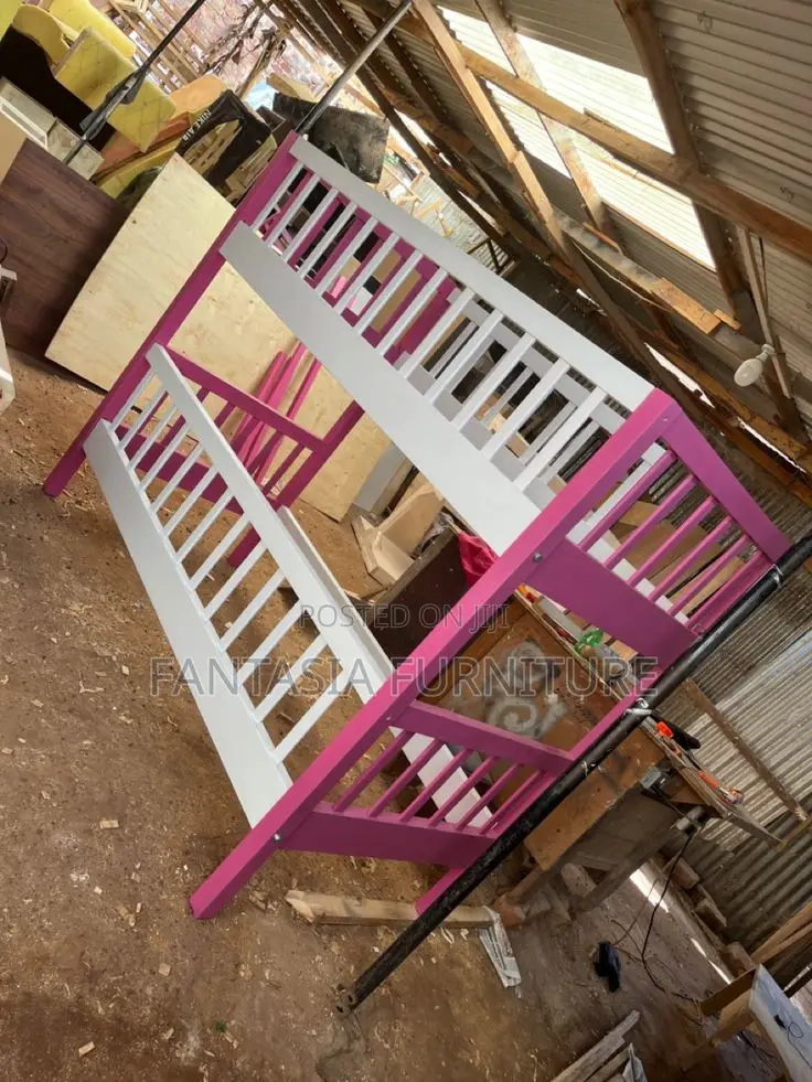4x6 Pink & White Kids Bunk Bed: Pay on Delicery
