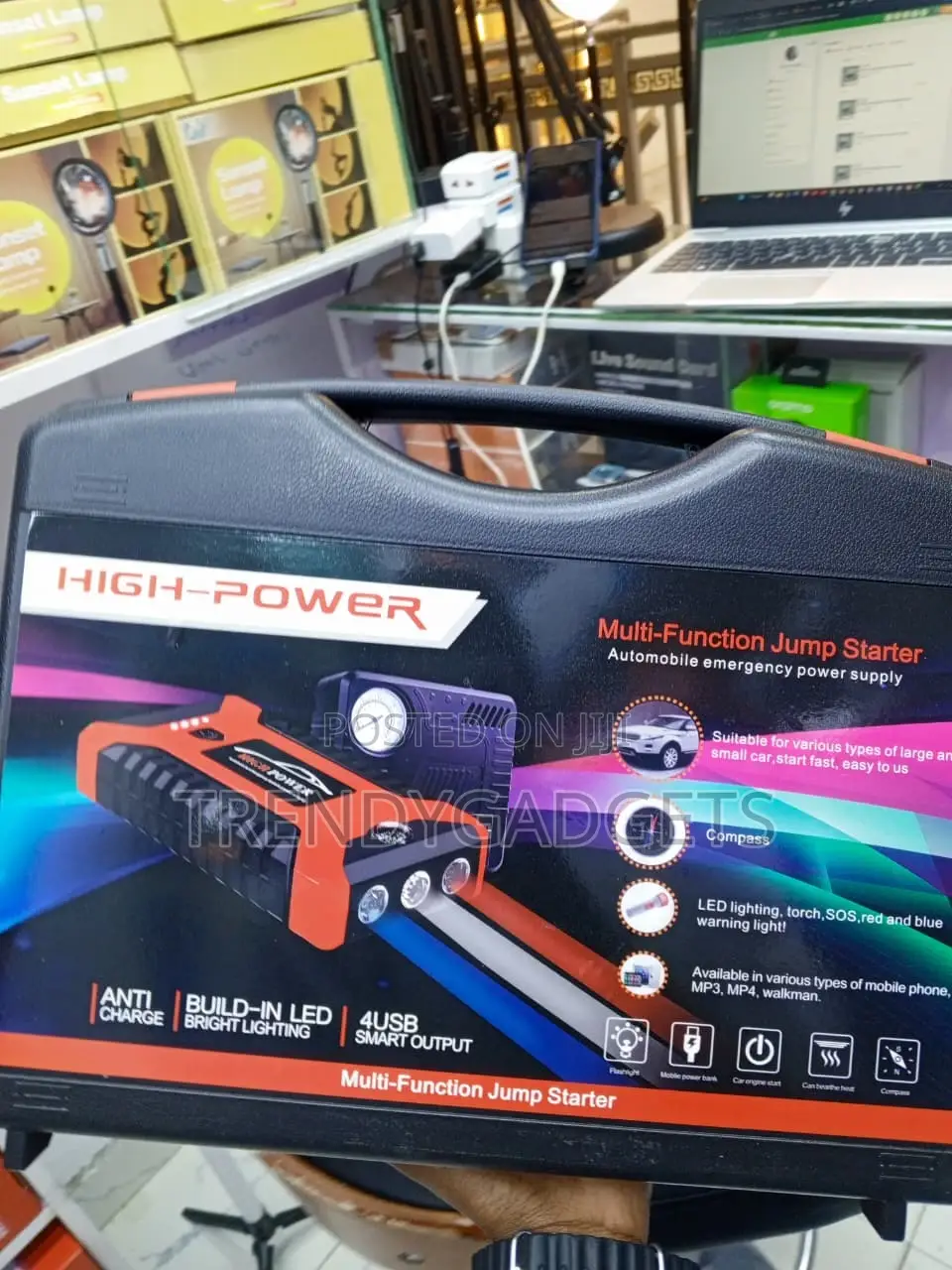 Car Battery Booster 600A With Air Inflator & Power Bank