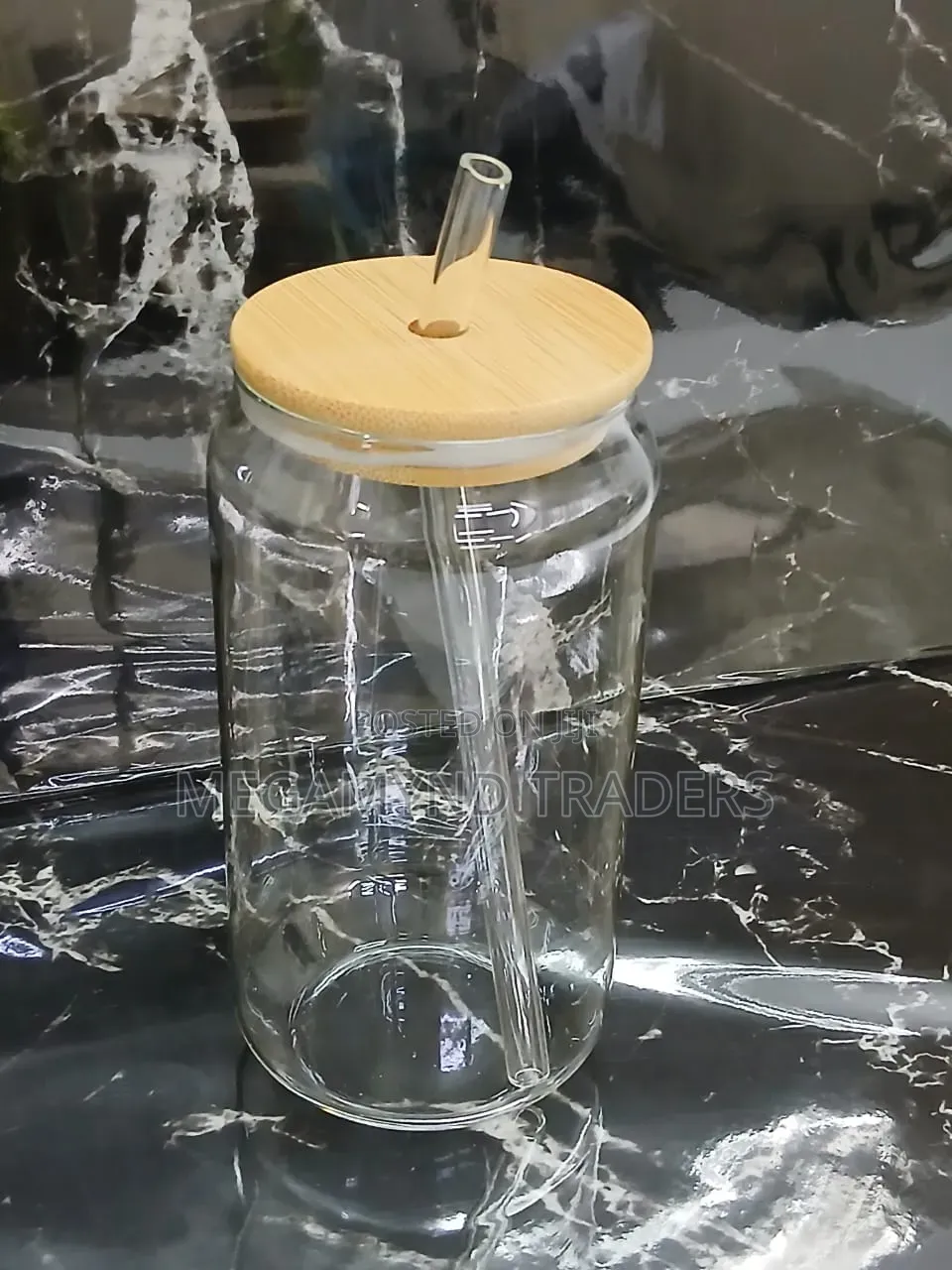 Smoothie Jar With Straw 600ml / Glass Mason Jar Cups With Bamboo Lid