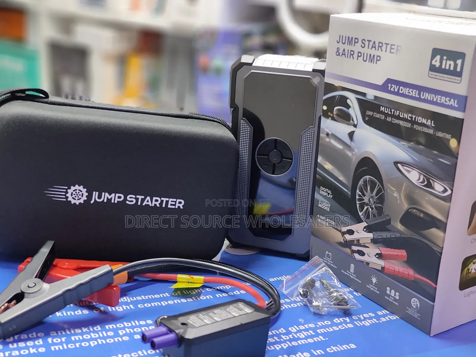 4-in-1 Emergency Car Jump Starter – LED Light & Power Bank