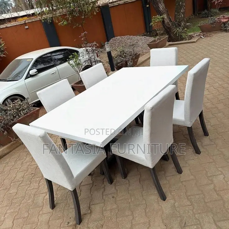 6 Seater Glossy White Rectangular Dining Set