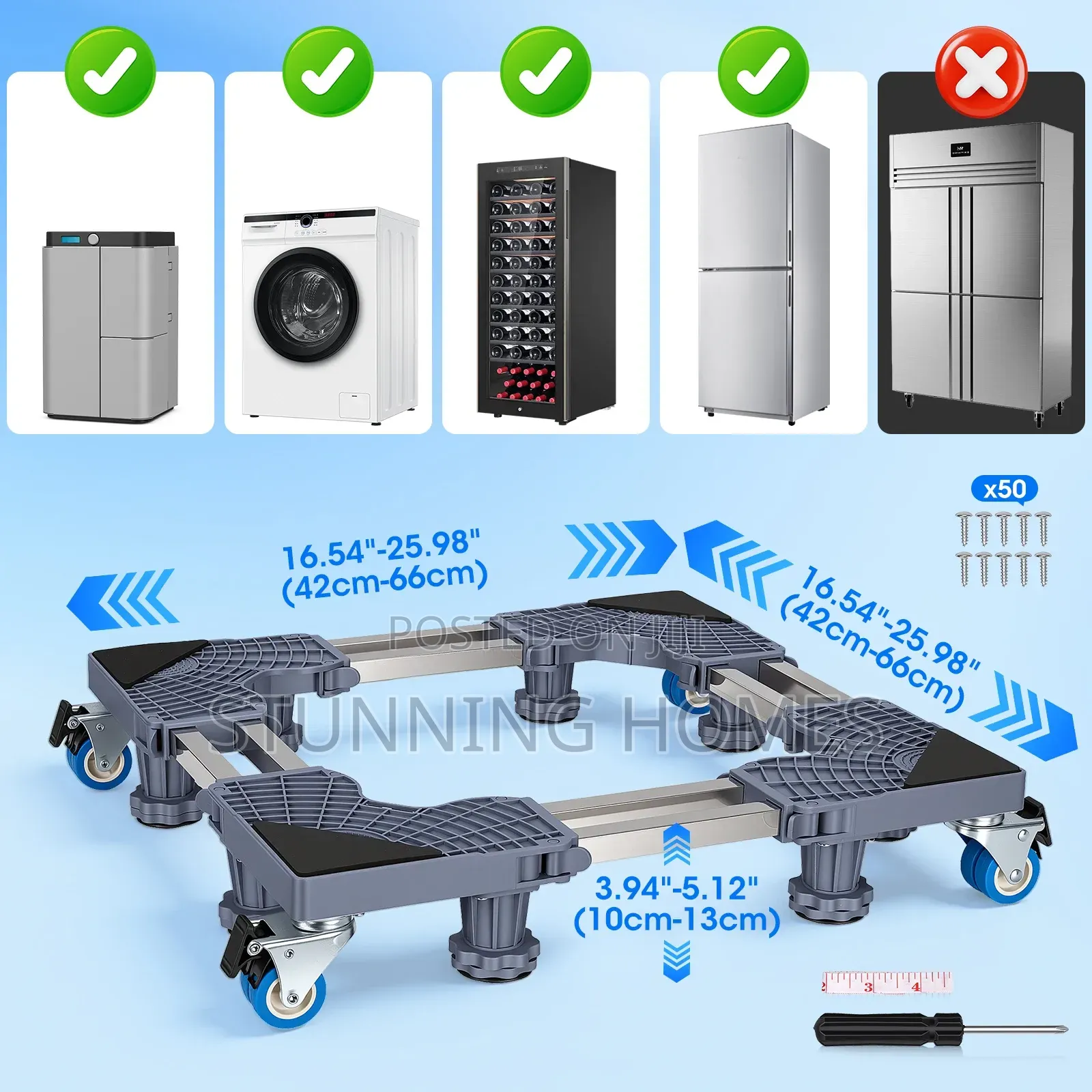 Expandable Fridge/ Washing Machine Stand With Wheels