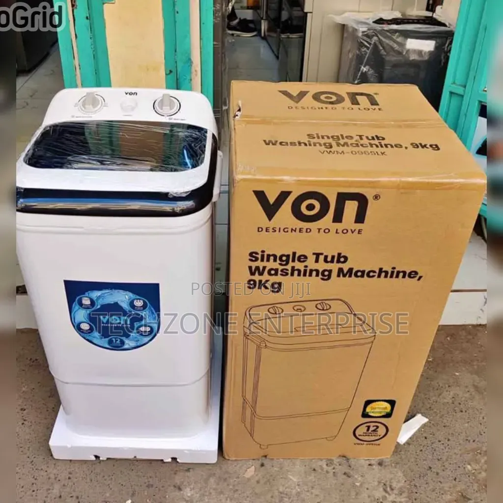 Von Single Tub 9kgs Washing Machine, White ,,