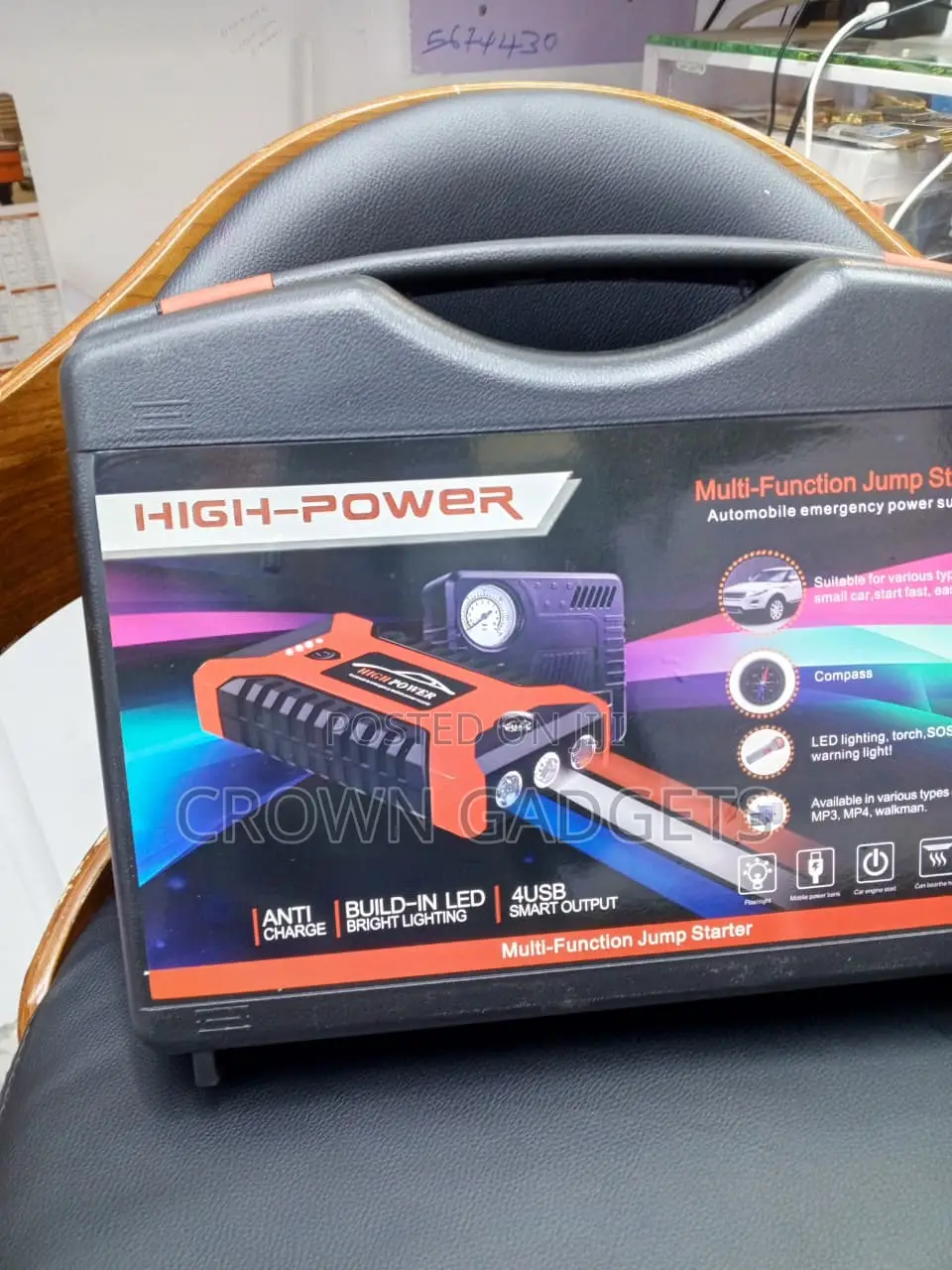 Car Jump Starter Kit 600A With Air Compressor & LED