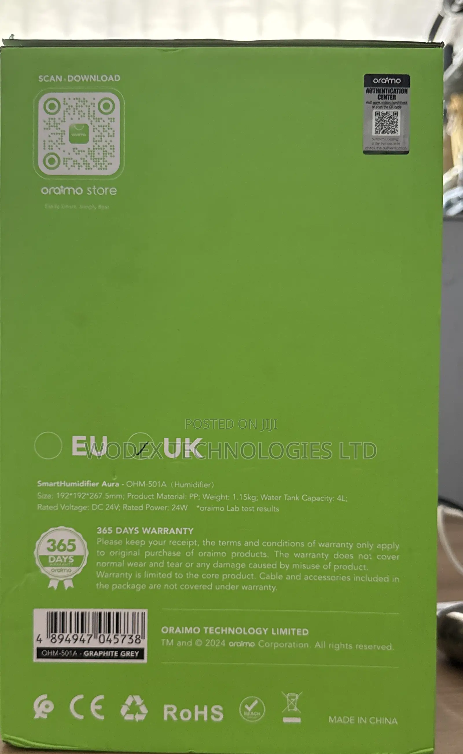Oraimo SmartHumidifier Aura (Model: OHM-501A)